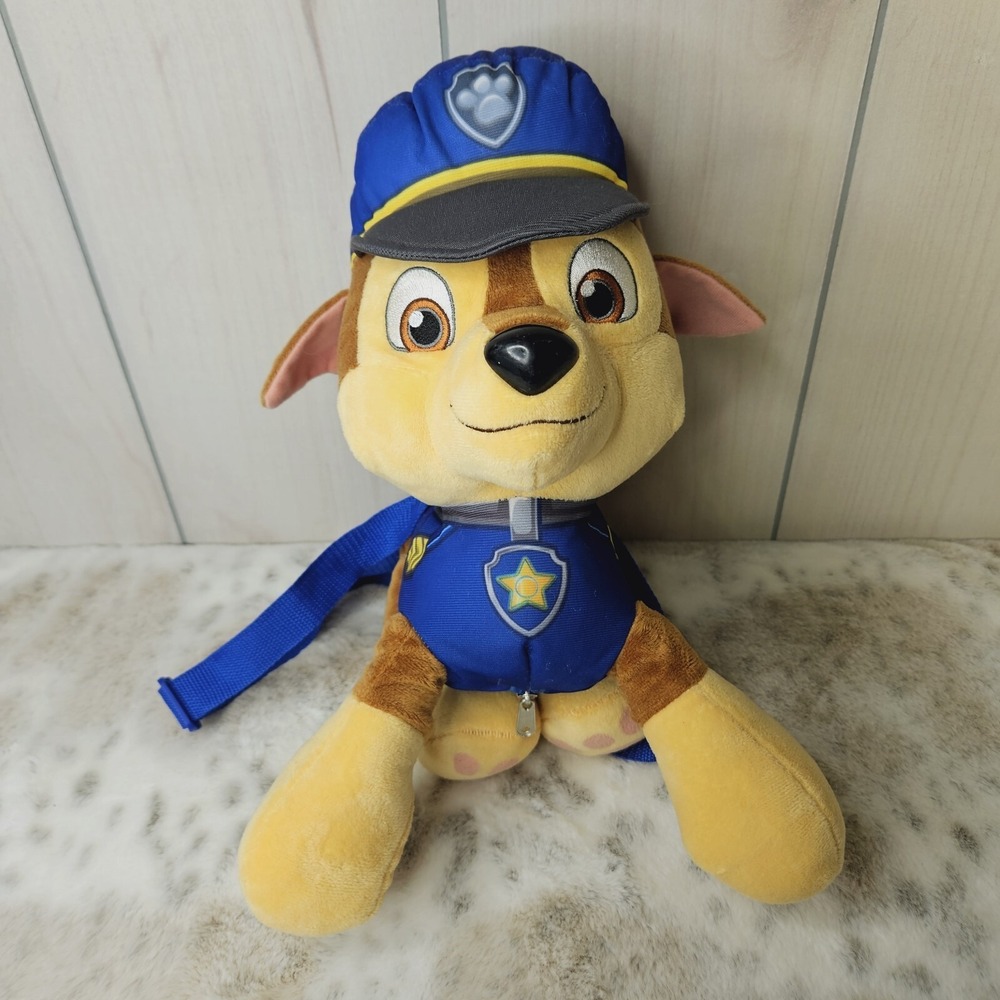 Paw Patrol Kids Blue Chase Police Dog‎ Plush Backpack Stuffed Toy School Travel
